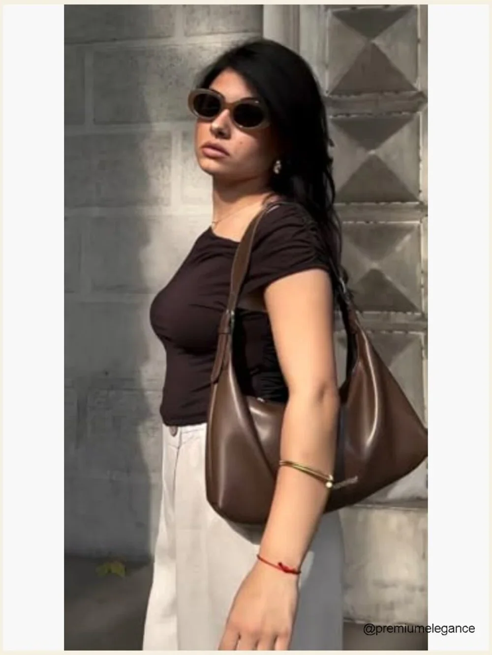 Medium Crescent Hobo Bag Vegan Leather Crossbody Purse Shoulder Bag